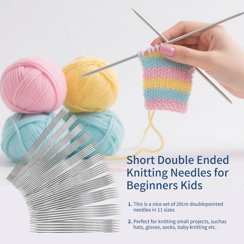 Soosui Double-Pointed Knitting Needles 8 inches/20 cm, Double-Pointed Knitting Needle Set, Ideal for Socks, Hats, and Mittens, 55-Piece Set/Multiple Sizes, Suitable for Beginners and Experienced Knitters - Image 5